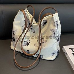 Shoulder Bags Bags Canvas handbag for women's 2023 new large capacity printed shoulder bag summer casual full popular bucket handbagstylishdesignerbags