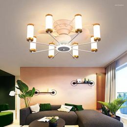 Large Ceiling Light With Fan Lamp 220V 110V Bedroom Restaurant Home Chandelier Living Room Frequency Conversion