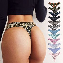 Women Brief Underwear Women Panties Thong High Waist Sexy Secret T Back G-string Lingerie Leopard Seamless Panty Underwears 0563