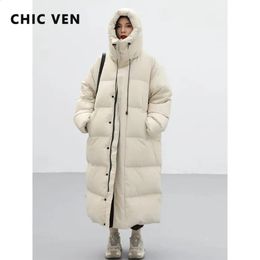 Women's Down Parkas CHIC VEN Women's Down Coats Korean Loose Hooded Thick Warm Long Down Jacket Winter Coat for Women Female Parkas Outerwears 231030