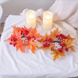 Candle Holders Artificial Rings Wreath 25cm Fall Decorative Holder Wreaths For Halloween Thanksgiving Decor Dropship