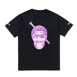 Men's trend designer tops Screw penetrating purple skull print T shirt summer street men and women cotton round neck short sl274Y