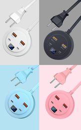 Cirle Shape 4 USB C Type C Voltage Display Charging Station 12W 3000mAh Multi Ports USB Charger Socket With Power Cable US EU Plug