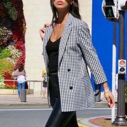 Women's Suits 2023 Autumn Fashion Retro Casual Suit Coat Plaid Breast Versatile Comfortable Loose Fit Mid Length