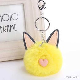 Mobile Phone Chain Creative Leather Multi-color Rabbit Keychain Imitation Rabbit Hair Ears Hairball Pendant Fur Hanging Decoration Bag R231031