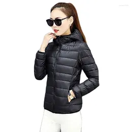 Women's Trench Coats Light Down Cotton-padded Jacket 2023 Fashion With Stand Collar And Hooded Loose Short Coat In Autumn Winter.