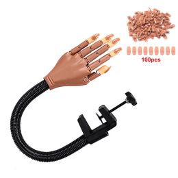 Nail Practise Display Nail Practise False Hand Equipment With 100pcs Fake Nails Adjustable Flexible Training Prosthetic Manicure Tools 231030