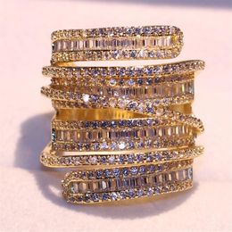 Victoria Sparkling Luxury Jewellery 925 Sterling Silver &Yellow Gold Filled Princess Cut White Topaz CZ Diamond Party Women Wedding 287e