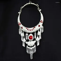 Pendant Necklaces LosoDo Bohemian Ethnic Style Stage Costume Accessories Exaggerated Long Big Collars Dance Show Miao Home Decoration