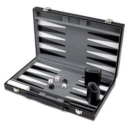 Chess Games Game Chess Board Backgammon Set With Stitched Black Leatherette Case Nice Gift Folding Business Entertainment For Family Party 231031