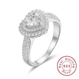 Eternal Real Solid 100% 925 Sterling Silver Engagement Wedding Rings for Women LOVE Heart 1 87ct Simulated Diamond Ring Jewellery si306Z