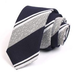 Bow Ties Men's 6CM Grey Blue Striped Ties High Quality Fashion Formal Neck Tie For Men Business Suit Work Necktie Gift Box 231031