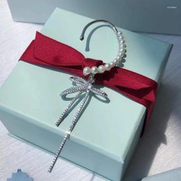 Stud Earrings Trendy 925 Sterling Silver Diamond Bow Pearl For Women Reverse Ear Cuff Sweet Luxury Wedding Jewellery Gift