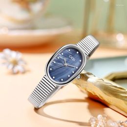 Wristwatches Mother-of-pearl Oval Watch Women's Light Luxury Alloy Waterproof Designer Accessories For Women