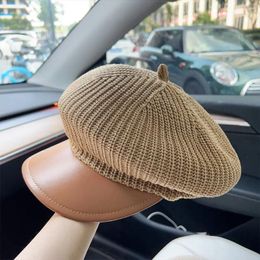 Ball Caps Acrylic Fibres Knitted Visors Hat Fashion Soft Cotton Sboy Cap Warm Beret Women's