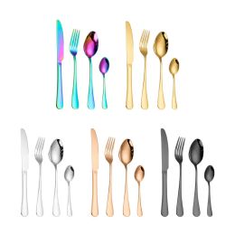 4Pcs Stainless Steel Cutlery Set Wedding Gold Flatware Dinnerware Set Dishwasher Safe