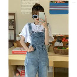 Women's Jeans Retro Blue Overalls Women Spring Autumn Suspender Trousers Casual Loose High Waist Denim Pants Fashion Jumpsuit Streetwear