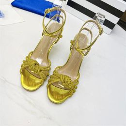 Sandals Open-toe Stiletto Pumps Fashion Women Brand Rhinestone Bow Tie Strap Ladies Party Dress High Heels Female Summer Shoes