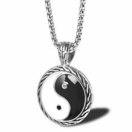 Stainless Steel Gold Silver Tai Chi Yin Yang Pendant Necklace Men Women's Sweater Chains Hip Hop Fashion China Jewellery