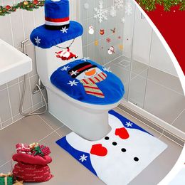 Toilet Seat Covers Cute Christmas Creative Santa Claus Bathroom Mat Xmas Supplies for Home Year Navidad Gift Decoration 2023 231031