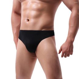 Underpants Men Briefs Ice Silk Underwear Breathable Seamless Flexible Low Wasit Solid Color Intimates Calzoncillo Homme