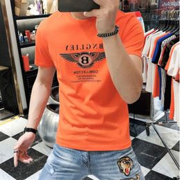 2022 Summer Men's T-Shirts Fashion Letter Printing Diamonds Design Short Sleeve Mercerized Cotton Round Neck Half Sleeve 224k