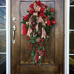 Decorative Flowers Christmas Wreath Candy Artificial Window Wall Door Hanging Garlands Rattan Home Decoration Year 2023 Navida