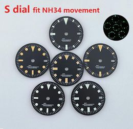 Watch Repair Kits 29mm NH34 Dial S Vintage Retro Green Luminous Face For Movement MOD Parts Accessories Tools Replacements