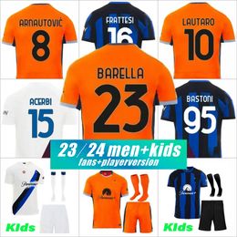 23 24 LUKAKU Soccer Jerseys Kid Kit Final Maillot de Foot LUKAKU DZEKO LAUTARO 2023 2024 IM Maglie Football Shirt