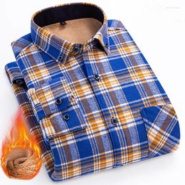 Men's Casual Shirts In Shirt Over Size 9XLcotton Sanding Long-sleeve For Men Slim Fit Thick Winter Warm Plaid Elegant Clothes