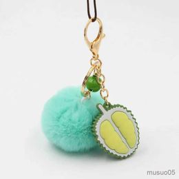 Mobile Phone Chain Creative Fruit Hairball Keychain Bell Plush Bag Pendant Car Plush Keychain Pendant R231031