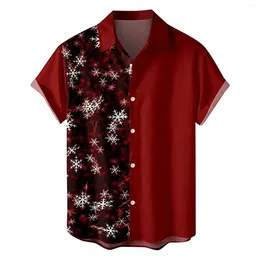 Men's Casual Shirts Snowflake Graphic Lapel-Neck Blouses Christmas Navidad Tops Year Celebration Holiday 3d Print Party Camisas De Hombre