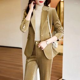 Women's Suits Fashion Spring Fall Women Midnight Navy Slim Velvet Blazer Office Lady Single Button Suit Jacket Female Coat Girl Party Gift