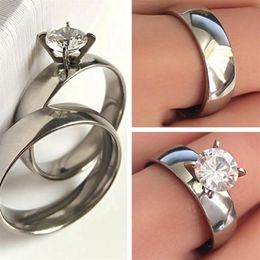50pcs 25Pairs Silver Stainless steel Wedding Couples Ring Width 6mm Simple Band Zircon Lovers Ring Anniversary Gift Engagement J260J