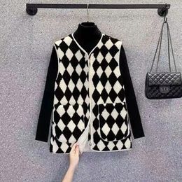 Women's Fur 2023 Autumn And Winter Style Imitation Lamb Hair Vest Women Chessboard Checkered Tank Top Coat H637