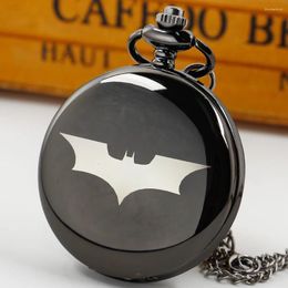 Pocket Watches Personalized Cool Bat Print Watch Necklace For Boys And Children Quartz Pendant Clock Gift Reloj De Bolsillo