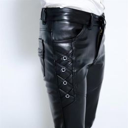 2021 young men with thick leather pants cultivate one's morality foot trousers fashion pu leather pants312w