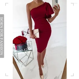 Party Dresses 2023 Summer Ladies Chic Elastic One-step Bag Buttock Sexy Half Sleeve Elegant Evening Dress