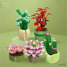 Blocks Plant Potted Set Flower Bouquet Succulent Model Building Blocks Children's DIY Bricks Christmas Gifts R231031