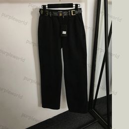 Black Jeans Women Letter Leather Buckle Design High Waist Straight Leg Fashion Denim Pants