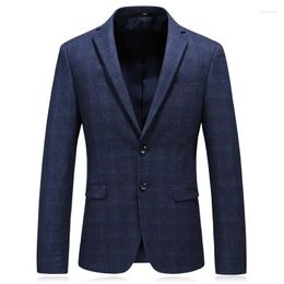 Men's Suits Classic Business Navy Blue Suit Jacket For Men Slim Fit Stripe Blazer Autumn Outerwear Casual Formal Wedding