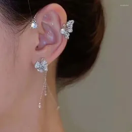 Backs Earrings Ear Bone Clip For Women Sweet Exquisite Sparkling Crystal Butterfly Cuff Earring Wedding Jewelry