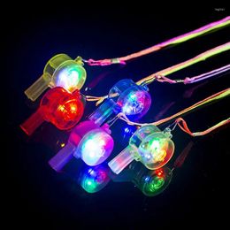 Party Decoration 20PCS Luminous Whistle Toys Flashing Colourful Lanyard LED Light Up Fun In The Dark Rave Stick Toy For Kids