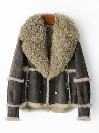 fur coat women autumn winter jackets motorcycle leather jacket rabbit fur linner thick warm outerwear overcoat tops