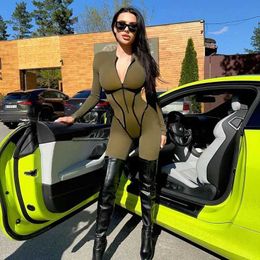 Urban Sexy Dresses Autumn new pimp sports wind leggings sexy hot girl tight long-sleeved jumpsuit elegant luxury women's clothing Vestidos