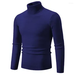 Men's Sweaters 2023 Autumn Winter Korean Warm Solid Colour Turtleneck Sweater Mens Long Sleeve Elastic Knit Pullover Bottoming Shirt