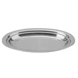 Plates Stainless Oval Platter Steel Plate Buffet Serving Platters Large Dishes For Oven Appetiser Sushi Salad Server
