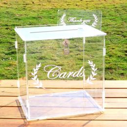 Party Supplies OurWarm Acrylic Wedding Urn Card Box With Lock Clear Money For Graduation Anniversary Birthday Baby Shower Decorations