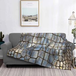 Blankets Faux Crocodile Texture Marble And Gold Four Seasons Comfortable Warm Soft Throw Blanket Alligator Leather Skin