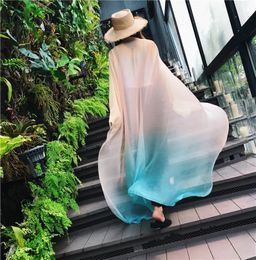 Scarves Scarf Women Luxury Spring And Summer Beach Travel Pareo Sunscreen Chiffon Scarf Fashion Gradient Long Silk Scarf Shawl 231031